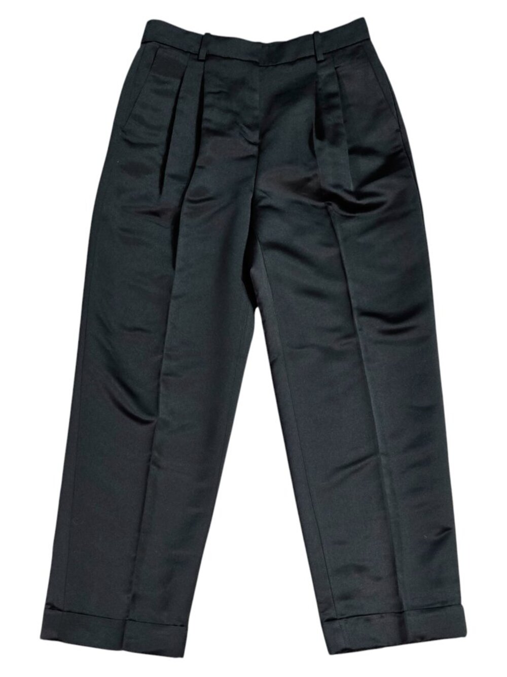 J. Crew Black Wide Leg Pleated Pant in Duchesse Satin Quiet Luxury Capsule CQ047